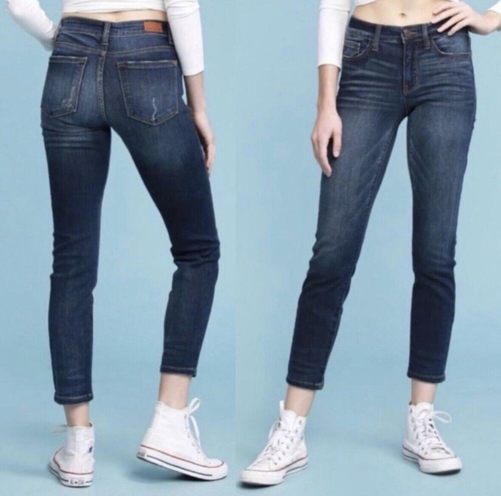 Judy Blue Jeans Womens 30 Relaxed Fit Ankle Blue Stretch JB82102DK